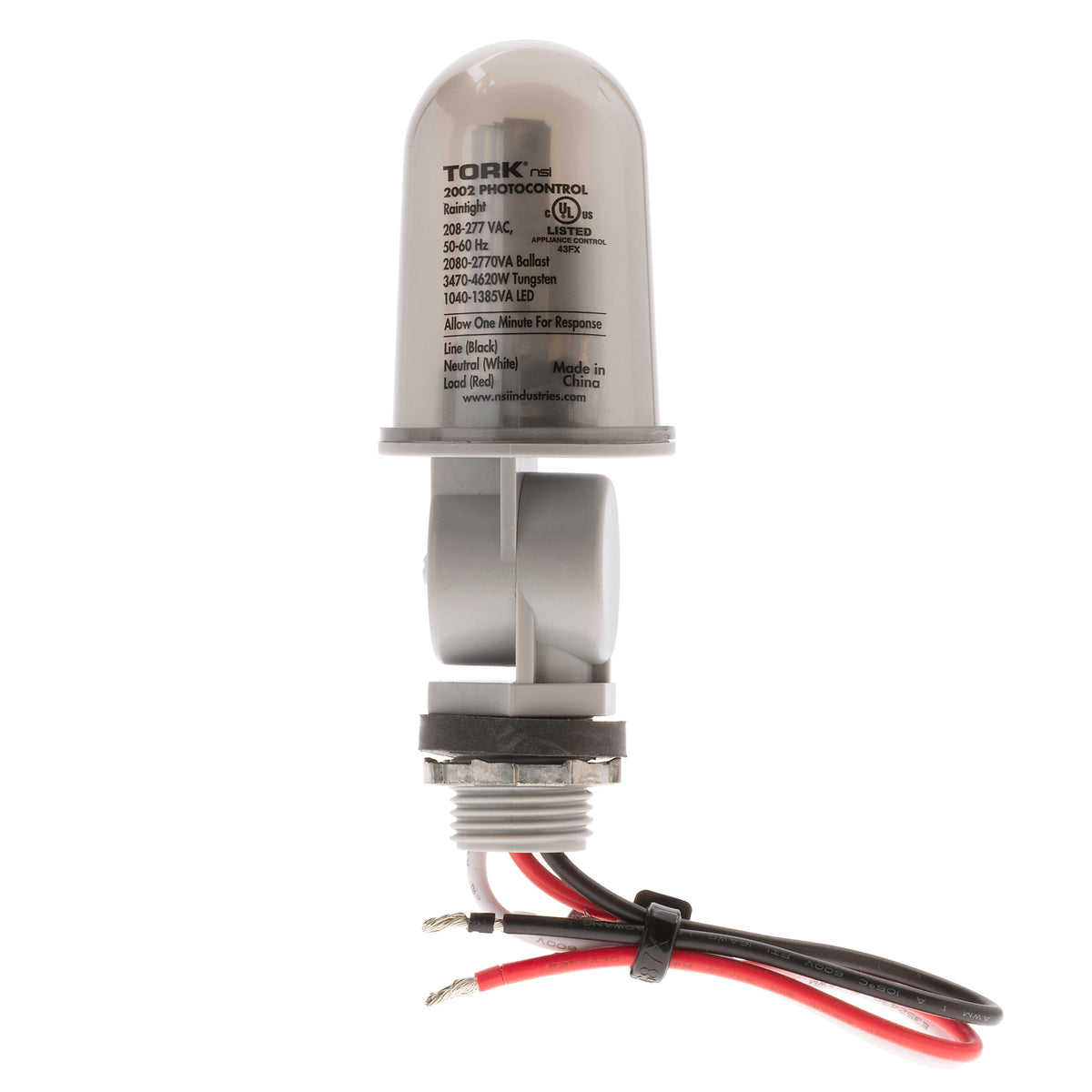TORK 2002 - 1/2" Stem & Swivel - Lexan Cover - On 1-5Fc / Off 3-15Fc - 6" Leads - 208-277V