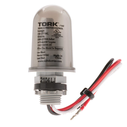 TORK 2000-2 - 1/2" Stem - Lexan Cover - On 1-5Fc / Off 3-15Fc - 6" Leads - 208-277V