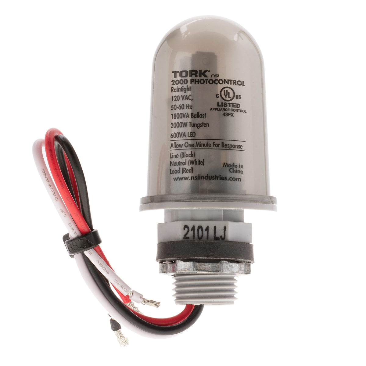 TORK 2000 - 1/2" Stem - Lexan Cover - On 1-5Fc / Off 3-15Fc - 6" Leads - 120V