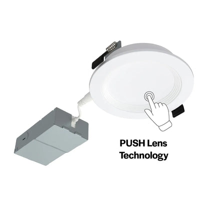Slim 4" LED Downlight - 750 Lumens - Push Lens for CCT Selections - 2700k-5000k - 120V TRIAC DIM (Copy)
