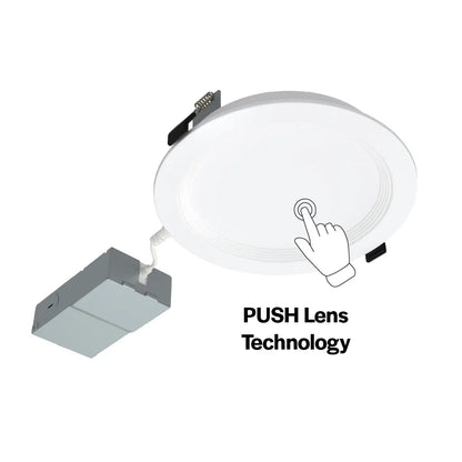 Slim 6" LED Downlight - 1100 Lumens - Push Lens for CCT Selections - 2700k-5000k - 120V TRIAC DIM