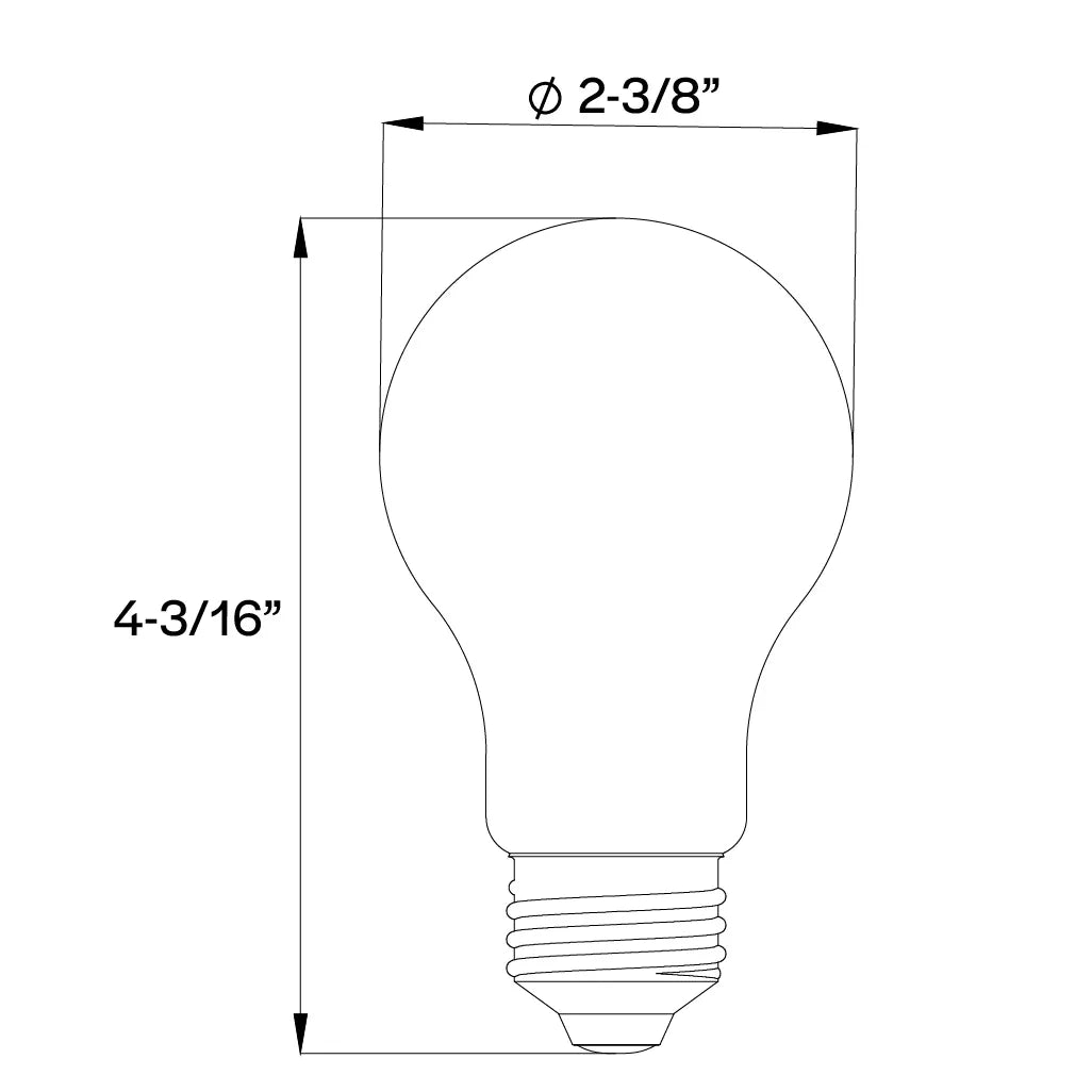 LED Filament A19 Bulb Medium (E26) Base 3-Way Dimming 300/500/800Lum (60W Equiv) Frost Gen-4