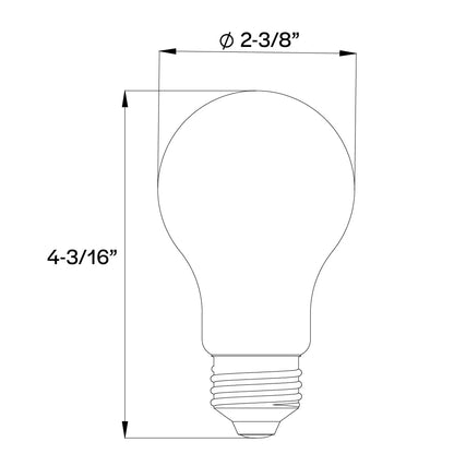 LED Filament A19 Bulb Medium (E26) Base 3-Way Dimming 300/500/800Lum (60W Equiv) Frost Gen-4