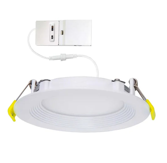 Slim 4" LED Downlight - 600-1075Lm - Baffle Trim - Wattage and CCT Selectable - 120-277v Dimmable