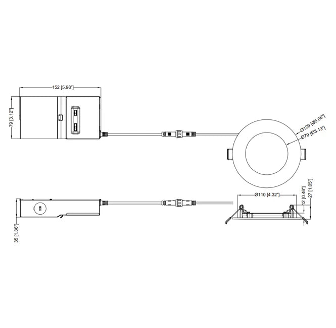 Slim 4" LED Downlight - 600-1075Lm - Smooth Trim - Wattage and CCT Selectable - 120-277v Dimmable