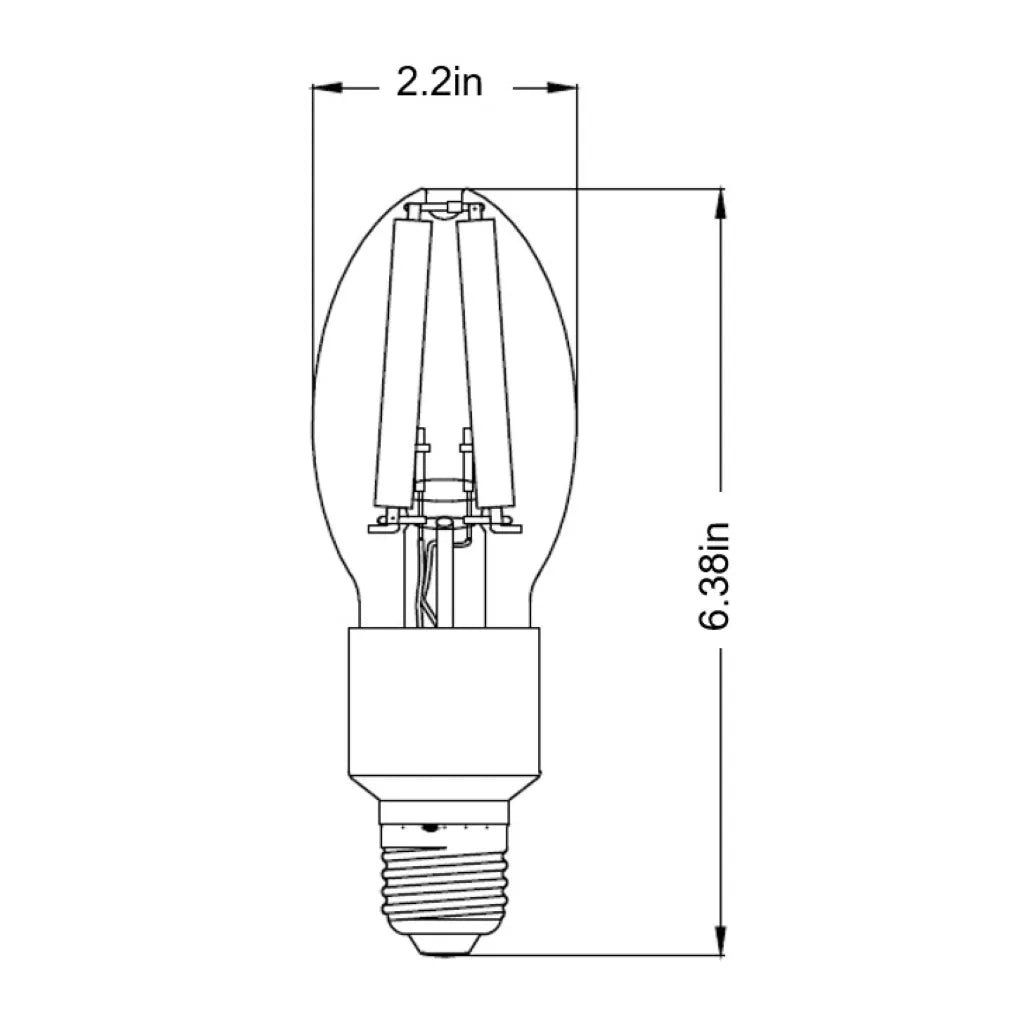 LED HID Filament ED17 Lamp 15W 22K-50K E26 Base 2250-2700 Lumens (50w Equiv)