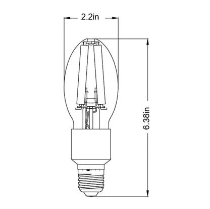 LED HID Filament ED17 Lamp 15W 22K-50K E26 Base 2250-2700 Lumens (50w Equiv)