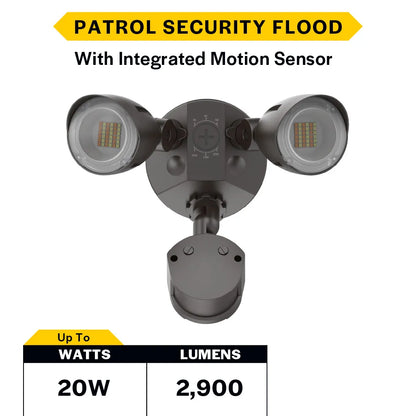 Patrol LED Security Flood with Motion Sensor/Photo Control - 1300Lm-2900Lm - 3k/4k/5k - Bronze/White