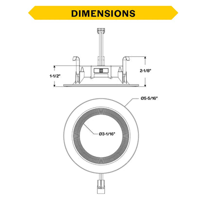 Residential 4" LED Retrofit Downlight - Smooth Trim - 700 Lumens - CCT Selectable - 2700k-5000k - 120V TRIAC DIM