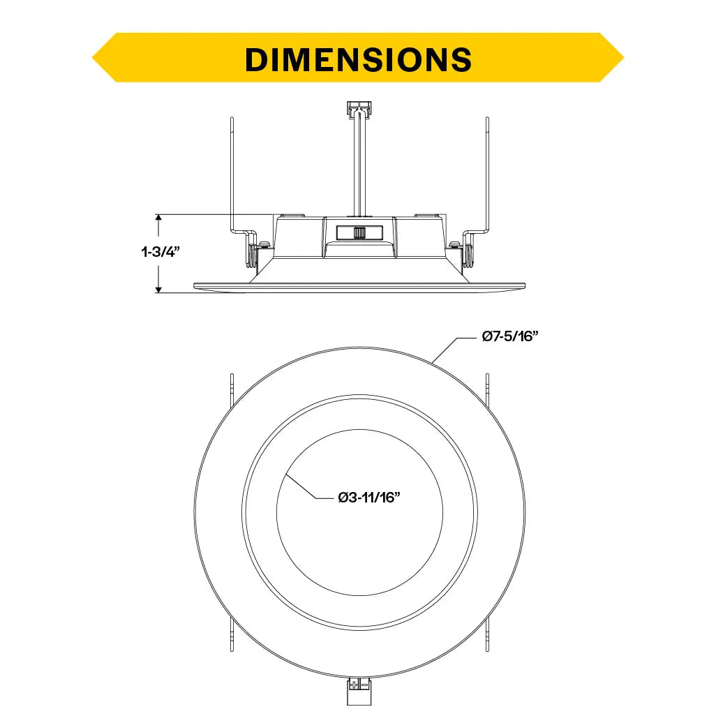 Residential 6" LED Retrofit Downlight - Smooth Trim - 900 Lumens - CCT Selectable - 2700k-5000k - 120V TRIAC DIM