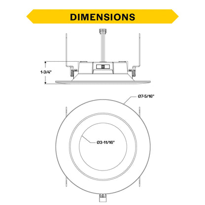 Residential 6" LED Retrofit Downlight - Smooth Trim - 900 Lumens - CCT Selectable - 2700k-5000k - 120V TRIAC DIM